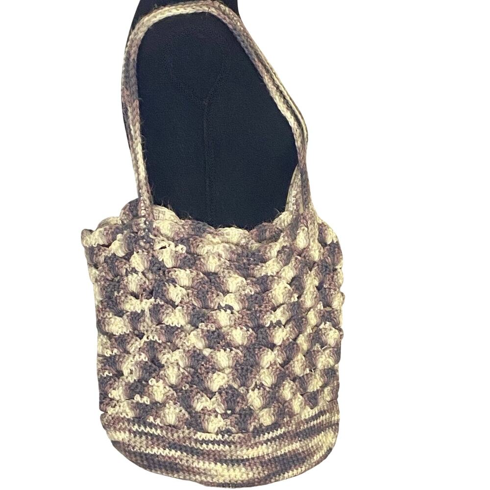 Market Tote Bag Handbag purple, gray‎ Ombre Handmade Crochet Knit beach tote